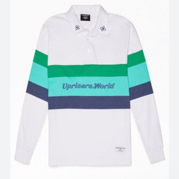 PacSun Men's UPRISERS Triple Stripe Polo Long Sleeve Shirt, Size XL - Picture 1 of 10